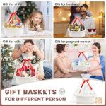 Bufims Small Woven White Gifts Basket for Storage Empty with Ribbons and Bags Durable Cute Gifts 12"X 8" X 5" Small Rope Basket for Gifting