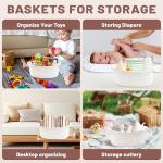 Bufims Small Woven White Gifts Basket for Storage Empty with Ribbons and Bags Durable Cute Gifts 12"X 8" X 5" Small Rope Basket for Gifting