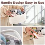 Bufims Small Woven White Gifts Basket for Storage Empty with Ribbons and Bags Durable Cute Gifts 12"X 8" X 5" Small Rope Basket for Gifting