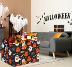 TIBAOLOVER Halloween Basket Cute Halloween Baskets for Kids Pumpkin Halloween Basket Rectangular Toy Storage Bin Organizer Box Room Decor for Halloween Parties(Black Halloween)
