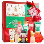 Christmas Advent Calendar 2024, 12 Days of Holiday Advent Calendar for Women, BODY & EARTH Spa Gift Baskets with Snowman Bath Bomb, Scented Candle, Christmas Hat, New Year Bath Set for Women