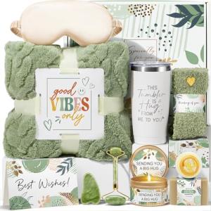 Self Care Gifts for Women Get Well Soon Gifts Basket, Birthday Gifts for Women Care Package Relaxing Spa Gifts Thinking of You Gifts w/ Blanket, Unique Mothers Day Gifts for Mom Her Friend Sister Wife