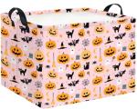 HKEC Rectangle Storage Basket with Handles,Collapsible Storage Bin,Books Box,Gift Basket(Halloween Cat Basket)