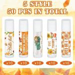 50 Pcs Hello Fall Autumn Lip Balms Favors Bulk Fall Halloween Thanksgiving Lip Balm Party Gifts Basket Stuffers Small Thank You Appreciation Gift for Women Men Staff Coworkers