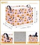 HKEC Rectangle Storage Basket with Handles,Collapsible Storage Bin,Books Box,Gift Basket(Halloween Cat Basket)