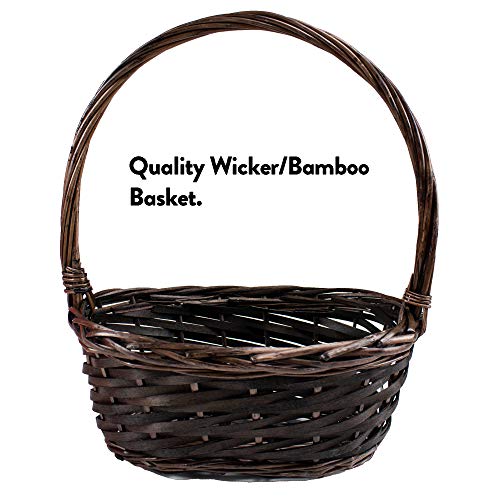 Filled Brown Easter Basket with Bunny and Treats