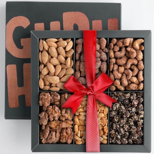 Nut Gift Basket Roasted Salted Mixed - Gourmet Nuts Dad Birthday Gift Nut Gift Baskets - Nuts Gift Box For Valentines Day, Thanksgiving, Fathers Day, Birthday - Nut Gifts Men & Women by GURU HUNU