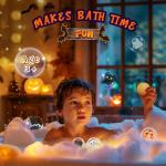 Halloween Bath Bombs for Kids with Toys Inside,Boo Spooky Basket Stuffers, Halloween Party Favors for Toddlers, Bubble Bath Toys Gifts for Kids Ages 4-8