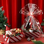 Kolldenn 24 Pcs Christmas Baskets for Gift Empty DIY Bulk 8" x 10" Candy Cane Striped Gift Basket Kit with Handles 8 Basket 8 Bags and 8 Bows to Fill for Xmas Wedding Birthdays Party Wrapping