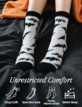 TEHOOK 5 Pairs Halloween Fuzzy Socks for Boo Spooky Basket Stuffers, Soft Cozy Fluffy Warm Novelty Socks for Halloween Gifts