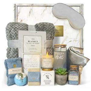 Get Well Soon Gift Baskets - 12PC Care Package for Women After Surgery, Birthday, Sympathy & Grief Gifts (Grayish)