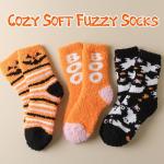 RBONIGHT 4X Thicker Halloween Fuzzy Socks for Women, Cozy Fluffy Warm Soft Socks for Fall Winter Gifts, Halloween Gifts for Women, Boo Spooky Basket Stuffers