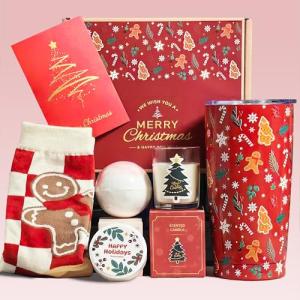 Unique Women's Christmas Gifts: Teacher, Coworker, Sister, Best Friend, Mom, Wife - Gift Baskets & Secret Santa Box Set - Includes Christmas Tumbler