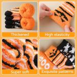 RBONIGHT 4X Thicker Halloween Fuzzy Socks for Women, Cozy Fluffy Warm Soft Socks for Fall Winter Gifts, Halloween Gifts for Women, Boo Spooky Basket Stuffers