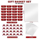Cholemy 72 Pcs Christmas Gift Baskets Empty to Fill Kit DIY Basket for Gifts Empty Bulk 24 Tray Favor with Handles 24 Bows 24 Clear Basket Bags for Xmas Holiday Birthday (Buffalo Plaid)