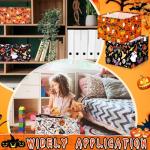 Boao 3 Pack Halloween Ghost Basket with Handles Collapsible Large Canvas Storage Baskets Boo Spooky Skull Pumpkin Cat Foldable Storage Box Organizer Bins for Trick or Treat Gifts Bedroom Home Office