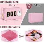 Dripkiaa Halloween Makeup Bag Chenille Patch Travel Cosmetic Bag Organizer Large Capacity Toiletry Bag Make Up Bags Cosmetic Pouch, Boo Basket Gifts for Women, Girls - Pink