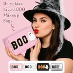 Dripkiaa Halloween Makeup Bag Chenille Patch Travel Cosmetic Bag Organizer Large Capacity Toiletry Bag Make Up Bags Cosmetic Pouch, Boo Basket Gifts for Women, Girls - Pink