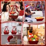 Kolldenn 24 Pcs Velvet Red Christmas Baskets for Gift Empty DIY Bulk 8" x 10" Gift Basket Kit with Handles 8 Velvet Basket 8 Bags and 8 Bows to Fill for Xmas Wedding Birthdays Party Wrapping