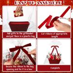 Kolldenn 24 Pcs Velvet Red Christmas Baskets for Gift Empty DIY Bulk 8" x 10" Gift Basket Kit with Handles 8 Velvet Basket 8 Bags and 8 Bows to Fill for Xmas Wedding Birthdays Party Wrapping