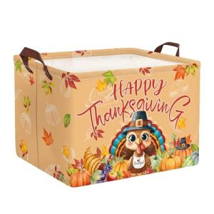 Clastyle Large Pumpkin Thanksgiving Basket Orange Cornucopia Fruit Fall Turkey Storage Bin Farm Harvest Basket for Gift Clothes Toy Book