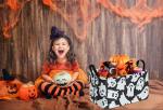ACMUUNI Rectangle Happy Halloween Kids Gift Storage Basket Organizer Box Collapsible Shelf Basket Nursery Laundry Hamper with handle for for Kids