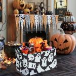 ACMUUNI Rectangle Happy Halloween Kids Gift Storage Basket Organizer Box Collapsible Shelf Basket Nursery Laundry Hamper with handle for for Kids
