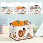 Clastyle Large Buffalo Plaid Gnome Pumpkin Basket Farm Harvest Maple Leaf Polka Dot Toy Storage Bin Sunflower Turkey Clothes Book Shelf Basket