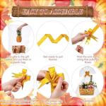Qinyoung 12 Pcs Fall Basket for Gifts Empty 9.8 x 6.5'' Pumpkin Maple Leaves Gift Basket Empty to Fill with Handles, Bows, Plastic Bags and Twist Ties for Autumn Thanksgiving Party Favor Supplies