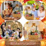 Qinyoung 12 Pcs Fall Basket for Gifts Empty 9.8 x 6.5'' Pumpkin Maple Leaves Gift Basket Empty to Fill with Handles, Bows, Plastic Bags and Twist Ties for Autumn Thanksgiving Party Favor Supplies