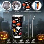 PUPPY GO Halloween Gifts Set, 5PCS Halloween Tumbler Set Includes 20oz Tumbler with Lids and Straw Socks Keychain Thanks Card, Cute Pumpkin Gift for Women