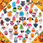 NPET 50Pcs Halloween Treats Light Up LED Rings, Non Candy Halloween Trick or Treats 3D Flashing Rings Toys Glow In the Dark Halloween Party Favor Ring Toy Gifts For Kids Adults Goodie Bag Stuffers