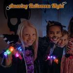 NPET 50Pcs Halloween Treats Light Up LED Rings, Non Candy Halloween Trick or Treats 3D Flashing Rings Toys Glow In the Dark Halloween Party Favor Ring Toy Gifts For Kids Adults Goodie Bag Stuffers