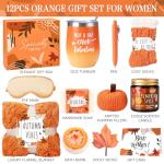 Fall Gifts Basket for Women, Get Well Soon Gifts Baskets for Mom Friend Sister Wife Grandma, Orange Relaxing Spa Gift Set for Birthday, Halloween, Thank You, Graduation, Retirement