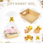 AFOROEOA 10PACK Baskets For Gifts Empty, 10 x 8”Thick Kraft Gift Basket with 10 Clear Gift Bags and 10 Pull Bows, Empty Gift Baskets for Christmas, Thanksgiving Wedding Birthday Party Wrapping Gift