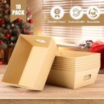 AFOROEOA 10PACK Baskets For Gifts Empty, 10 x 8”Thick Kraft Gift Basket with 10 Clear Gift Bags and 10 Pull Bows, Empty Gift Baskets for Christmas, Thanksgiving Wedding Birthday Party Wrapping Gift