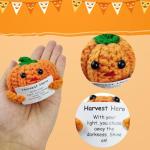 Muyiz 4 Pack Knitted Wool Halloween Toys with Positive Card Crochet Dolls for Halloween Party Favors Treat Bags Cheer Up Gifts