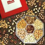 Nuts gift Basket - Delicious Mixed Cravings Gourmet Collection, Features 7 Sectional Platter with Freshly Roasted Nuts.