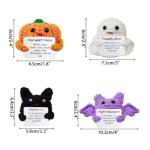 Muyiz 4 Pack Knitted Wool Halloween Toys with Positive Card Crochet Dolls for Halloween Party Favors Treat Bags Cheer Up Gifts