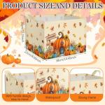 Boao 3 Pcs Fall Pumpkin Storage Basket Maple Leaf Autumn Thanksgiving Gift Basket Farm Harvest Cart Foldable Waterproof Box Organizer Bin with Handles for Nursery Book Shelf Closet Home (Scarecrow)