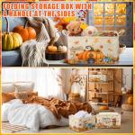 Boao 3 Pcs Fall Pumpkin Storage Basket Maple Leaf Autumn Thanksgiving Gift Basket Farm Harvest Cart Foldable Waterproof Box Organizer Bin with Handles for Nursery Book Shelf Closet Home (Scarecrow)