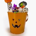 HALLOWEEN PUMPKING BASKET (35) treats, trick or treat, snacks, spooky, variety pack, halloween box, boys, girls, college student, rubber duck, candy box, toys