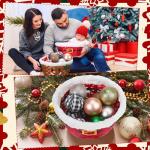 Youyole 4 Pieces Christmas Basket for Gifts Woven Bamboo Xmas Round Gingerbread Basket Small Santa Claus for Christmas Party Supplies Gift Snack Storage