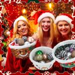 Youyole 4 Pieces Christmas Basket for Gifts Woven Bamboo Xmas Round Gingerbread Basket Small Santa Claus for Christmas Party Supplies Gift Snack Storage