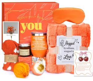 Fall Gift Basket - Halloween Boo Basket, Cozy Pumpkin Spice Self-Care Spa Gift Box, Autumn Thanksgiving Birthday Christmas Gifts for Mom, Sister, Friends (Standard)