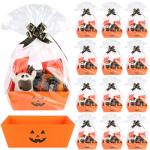 Kolewo4ever 36Pcs 12 Pack Halloween Basket Boo Basket Set 8x10inch Pumpkin Baskets for Gifts Empty to Fill with Baskets Empty Bags Pull Bows for Halloween Holiday