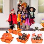 Kolewo4ever 36Pcs 12 Pack Halloween Basket Boo Basket Set 8x10inch Pumpkin Baskets for Gifts Empty to Fill with Baskets Empty Bags Pull Bows for Halloween Holiday