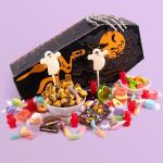 Spooky Boo Basket, Halloween Treats in Coffin Gift Box