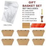 KEVTVEK Bigger Baskets for Gifts Empty, 6 Pack Sturdy Kraft Basket With Handles Gift Basket Kit, 6 Shrink Wrap Bags, 6 Bows and Hang Tag, Empty Gift Baskets to Fill for Mothers Day and Any Occasion