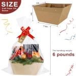 KEVTVEK Bigger Baskets for Gifts Empty, 6 Pack Sturdy Kraft Basket With Handles Gift Basket Kit, 6 Shrink Wrap Bags, 6 Bows and Hang Tag, Empty Gift Baskets to Fill for Mothers Day and Any Occasion